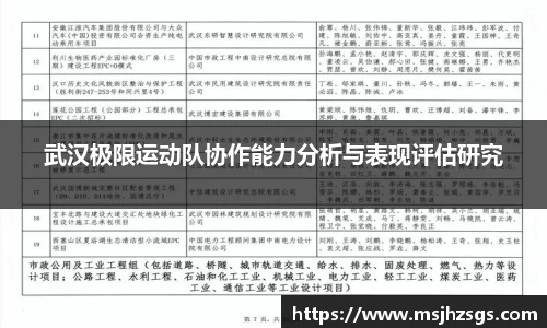 武汉极限运动队协作能力分析与表现评估研究
