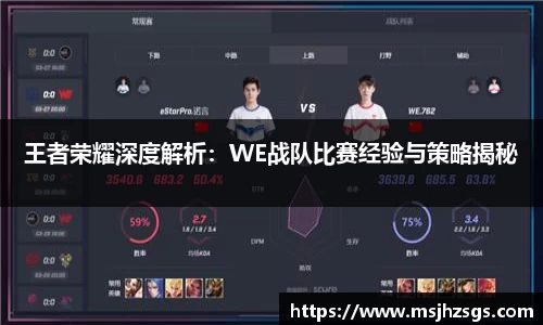 王者荣耀深度解析：WE战队比赛经验与策略揭秘