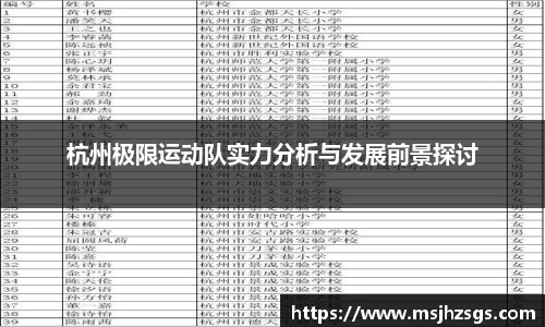 杭州极限运动队实力分析与发展前景探讨